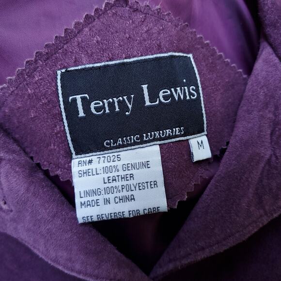Terry Lewis Classic Luxuries Purple Suede Leather Jacket Button Down Sz M - Picture 15 of 16